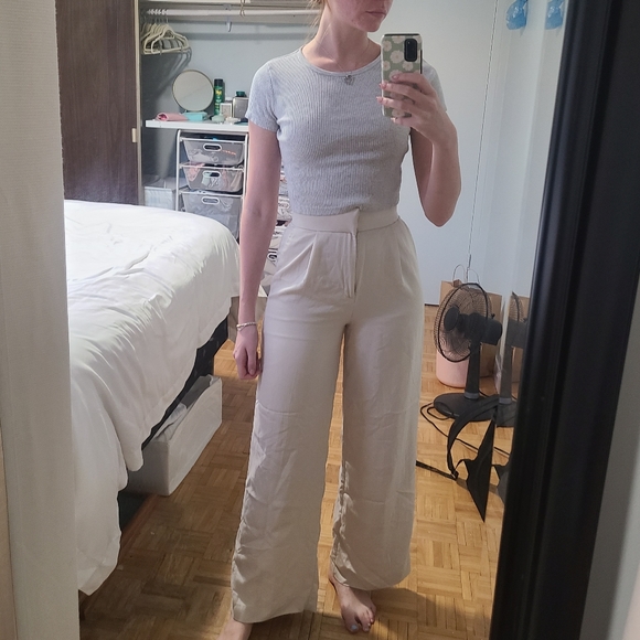 Zara Beige FULL LENGTH PANTS - Picture 4 of 4